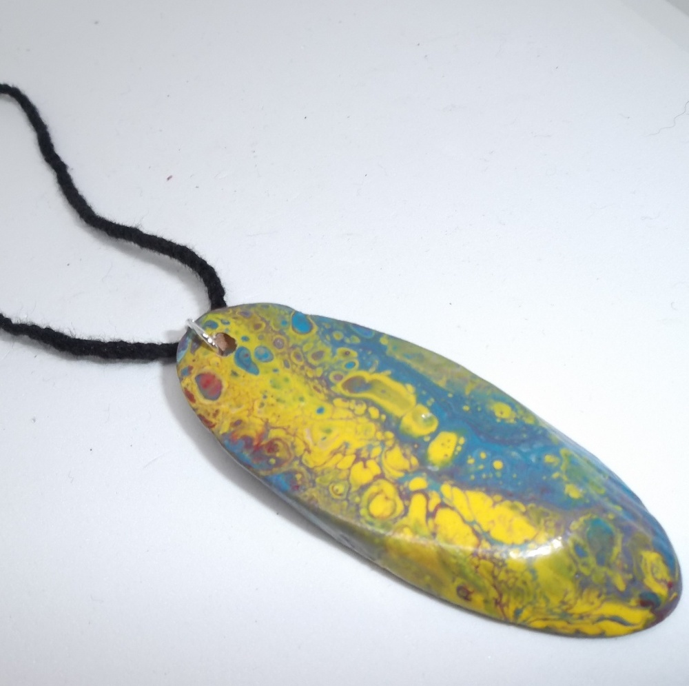 Yellow blue Driftwood Necklace